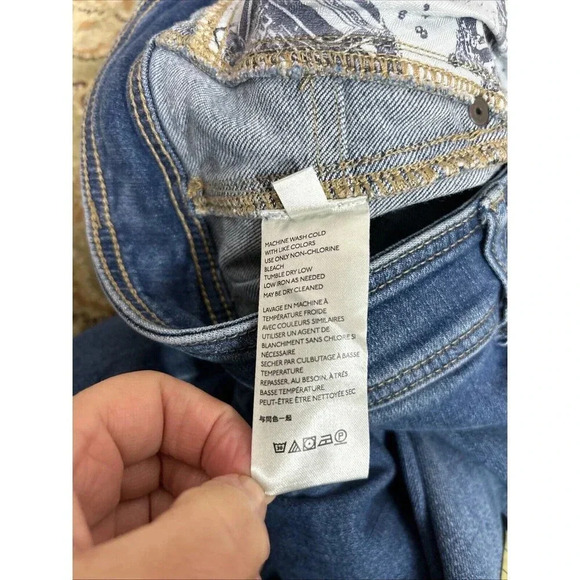 Anthropologie Pilcro Jeans Straight Leg Distressed Blue Color Stretch 28 - Picture 8 of 9